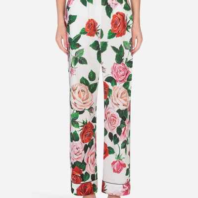 Shop Dolce & Gabbana Rose-print Pajama Set With Matching Face Mask In Rose Print