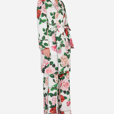 Shop Dolce & Gabbana Rose-print Robe With Matching Face Mask In Floral Print