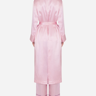 Shop Dolce & Gabbana Silk Robe With Matching Face Mask In Pink