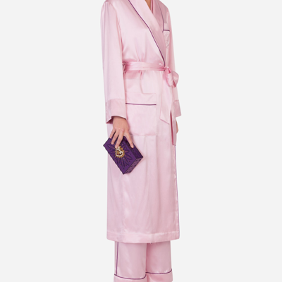 Shop Dolce & Gabbana Silk Robe With Matching Face Mask In Pink