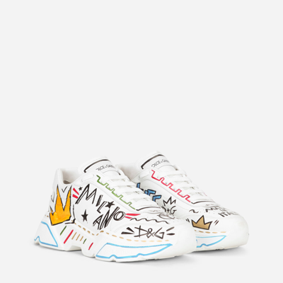 Shop Dolce & Gabbana Hand-painted Calfskin Nappa Daymaster Sneakers In Multicolor