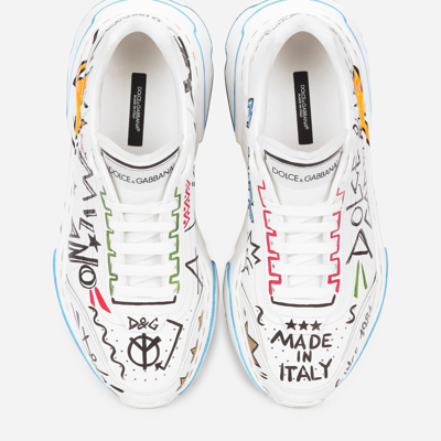 Shop Dolce & Gabbana Hand-painted Calfskin Nappa Daymaster Sneakers In Multicolor