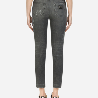 Shop Dolce & Gabbana Audrey-fit Jeans In Stretch Denim In Grey