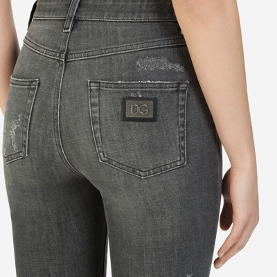 Shop Dolce & Gabbana Audrey-fit Jeans In Stretch Denim In Grey