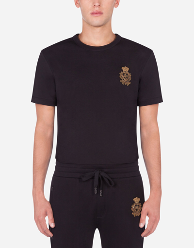 Shop Dolce & Gabbana Cotton T-shirt With Patch In Black