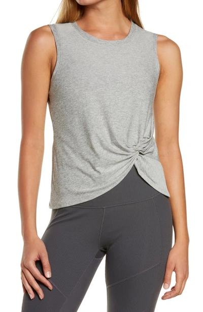 Shop Beyond Yoga Front Twist Muscle Tank In Silver Mist