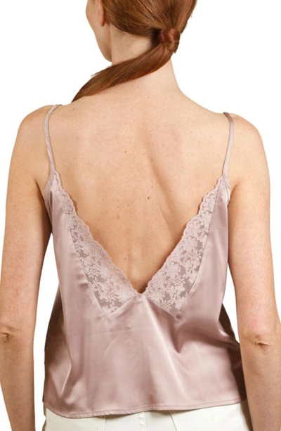 Shop Nikki Lund Lace Trim Satin Camisole In Mauve