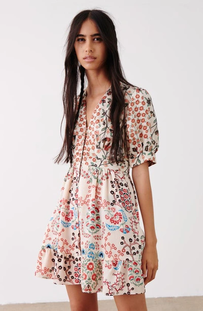 Shop Ba&sh Ganiela Floral Puff Sleeve Minidress In Ecru