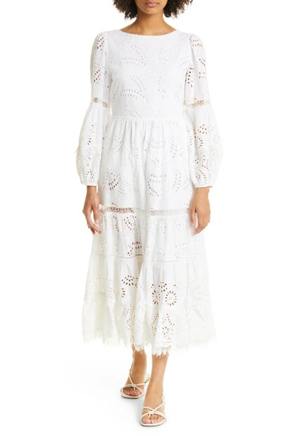 Shop Kobi Halperin Zadie Long Sleeve Cotton Eyelet Dress In White