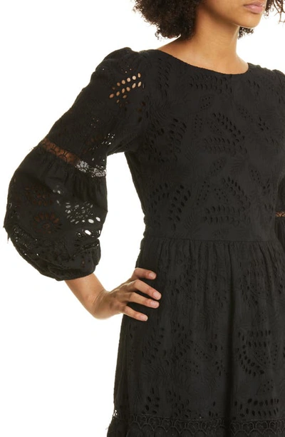 Shop Kobi Halperin Zadie Long Sleeve Cotton Eyelet Dress In Black