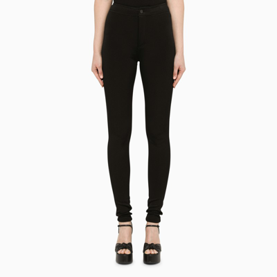 Shop Saint Laurent Black Jersey Slim-fit Pants