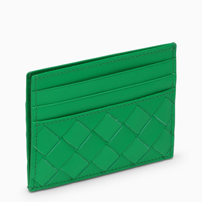 Shop Bottega Veneta Green Intrecciato Credit Card Holder