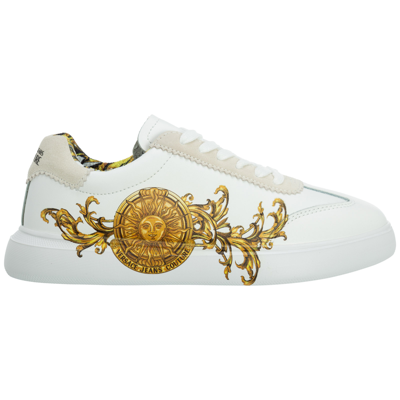 Shop Versace Jeans Couture Women's Shoes Leather Trainers Sneakers  Logo Light Garland Sun In White