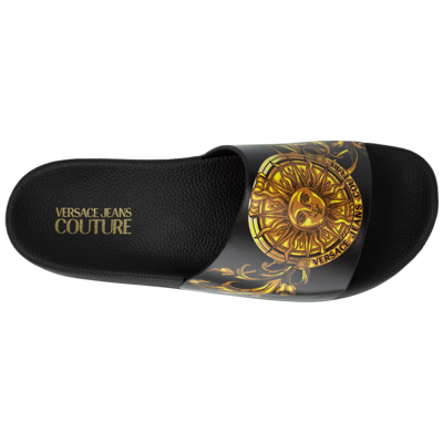 Shop Versace Jeans Couture Men's Slippers Sandals   Garland Sun In Black