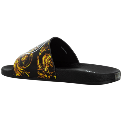 Shop Versace Jeans Couture Men's Slippers Sandals   Garland V-emblem In Black
