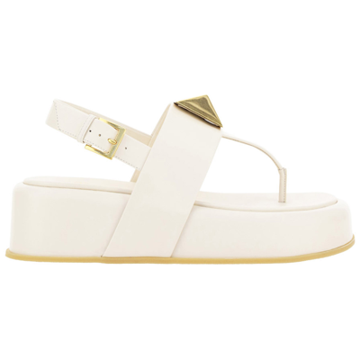Shop Valentino Women's Leather Sandals   One Stud In White