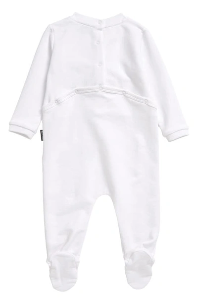 Shop Moschino Squeaky Bear Patch Stretch Cotton Footie In White