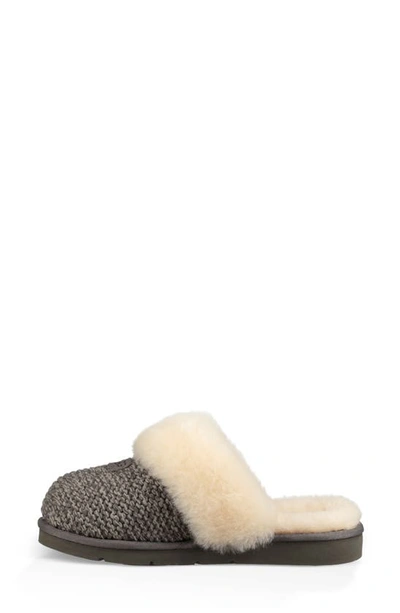 Shop Ugg Cozy Knit Genuine Shearling Slipper In Charcoal