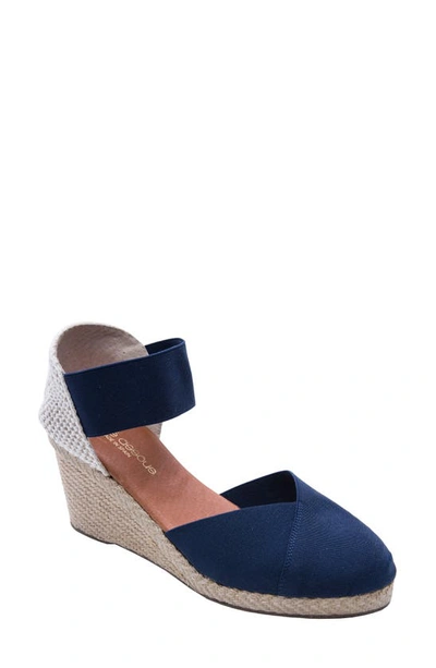 Shop Andre Assous Anouka Espadrille Wedge In Navy Fabric