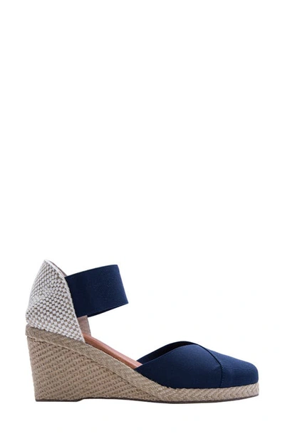 Shop Andre Assous Anouka Espadrille Wedge In Navy Fabric