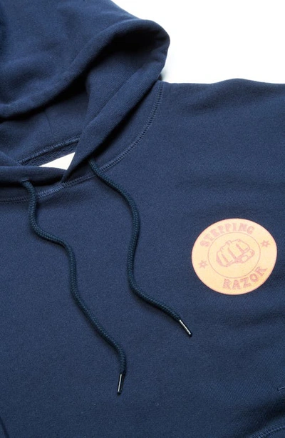 Shop Nicholas Daley Stepping Razor Graphic Cotton Hoodie In Navy