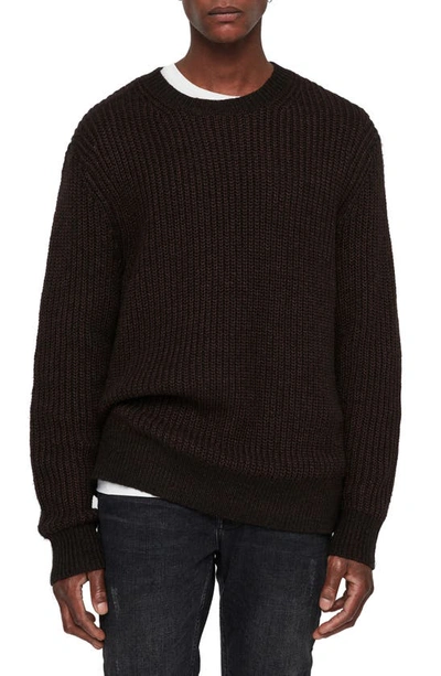Shop Allsaints Tilman Regular Fit Sweater In Black/ Dark Rust