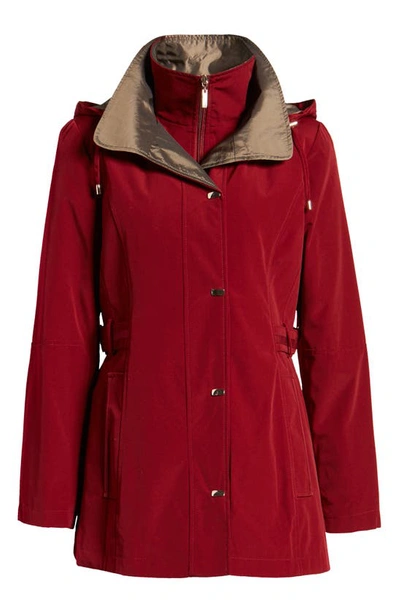 Shop Gallery Raincoat With Removable Hood & Liner In Merlot