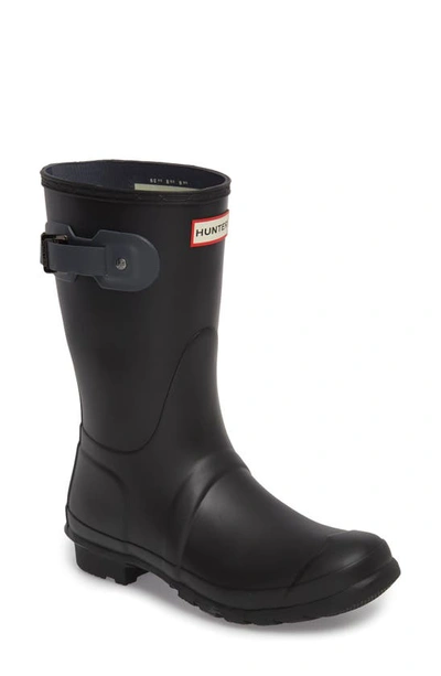 Shop Hunter Original Short Waterproof Rain Boot In Black/ Dark Slate