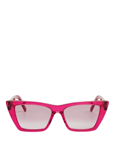 Shop Saint Laurent Mica Cat-eye Sunglasses In Pink