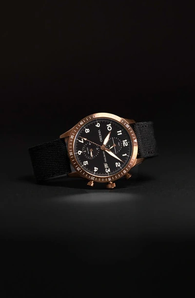 Shop Vincero Altitude Chronograph Fabric Strap Watch, 43mm In Copper/ Matte Black