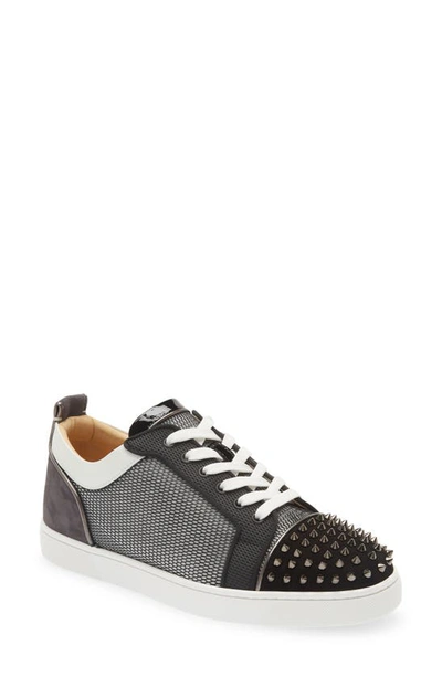 Shop Christian Louboutin Louis Junior Orlato Spikes Low Top Sneaker In Black/ Bianco-black