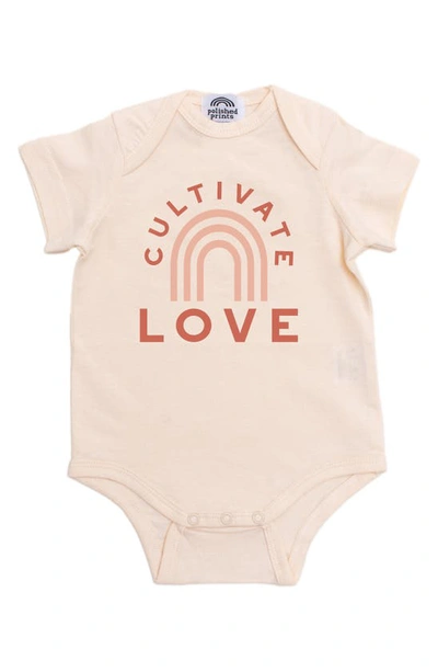 Polished Prints Cultivate Love Organic Cotton Bodysuit In Natural