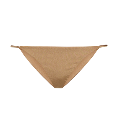 Jade Swim Bare Minimum Bikini Bottoms In Sable Sheen