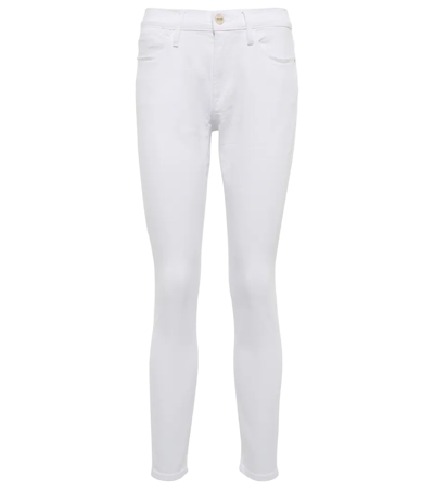 Shop Frame Le High Skinny High-rise Skinny Jeans In Blanc