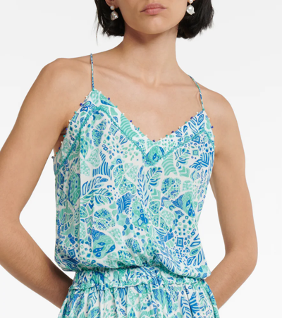 Poupette St Barth Laurie Printed Minidress In Aqua Chagal