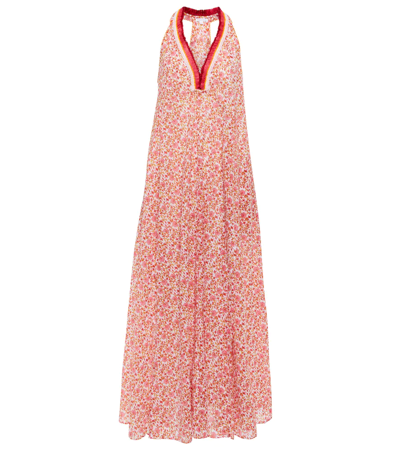 Poupette St Barth Nava Floral Cotton Maxi Dress In Pink Mistral