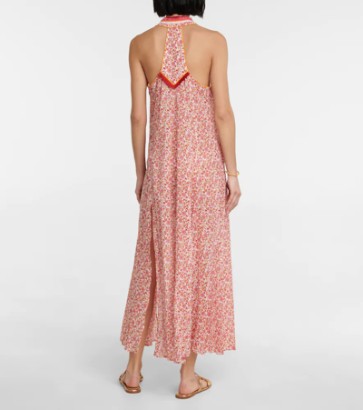 Poupette St Barth Nava Floral Cotton Maxi Dress In Pink Mistral