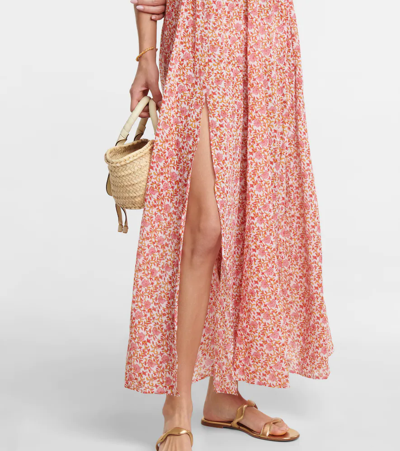 Poupette St Barth Nava Floral Cotton Maxi Dress In Pink Mistral