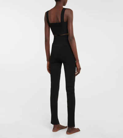 Shop Victoria Beckham Body High-rise Split-cuff Leggings In Black