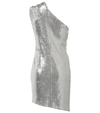 Shop Givenchy Sequined One-shoulder Minidress In Silvery