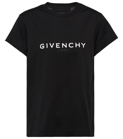 Shop Givenchy Logo Cotton T-shirt In Black