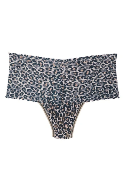 Shop Hanky Panky Classic Leopard Retro Thong In Brown/ Black