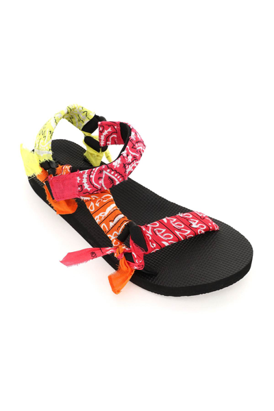 Shop Arizona Love Tricolor Trekky Sandals In Fuchsia,orange,yellow