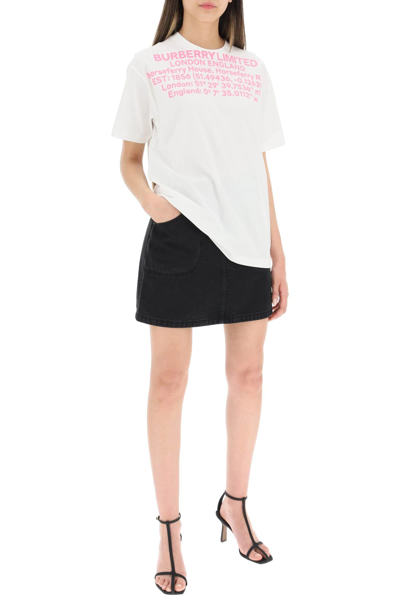 Shop Burberry Oversized T-shirt With Coordinates Print In White,pink