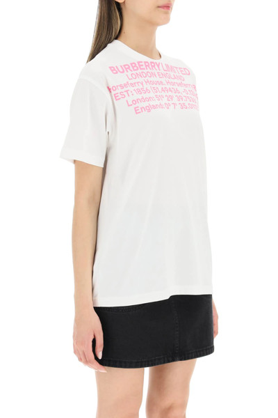 Shop Burberry Oversized T-shirt With Coordinates Print In White,pink