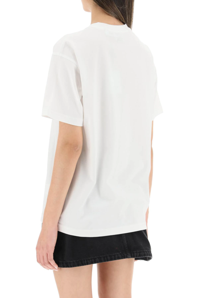 Shop Burberry Oversized T-shirt With Coordinates Print In White,pink