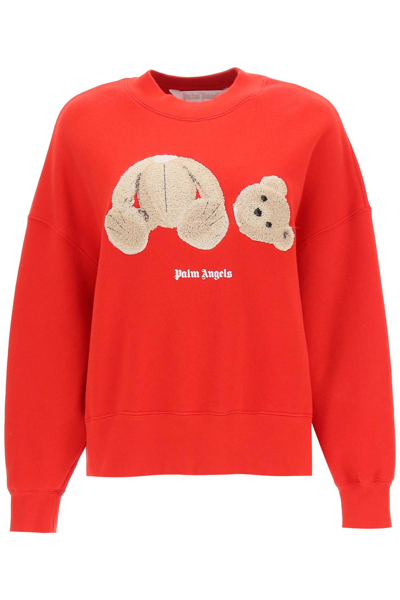 Shop Palm Angels Bear Sweatshirt In Red