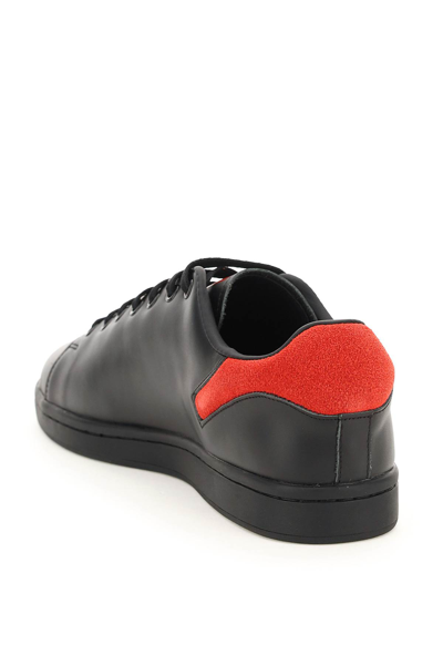 Shop Raf Simons Orion Leather Sneakers In Black,red