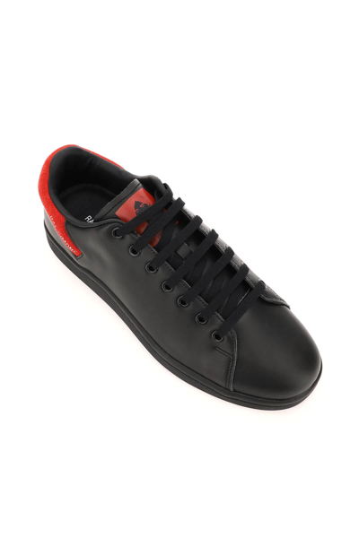 Shop Raf Simons Orion Leather Sneakers In Black,red