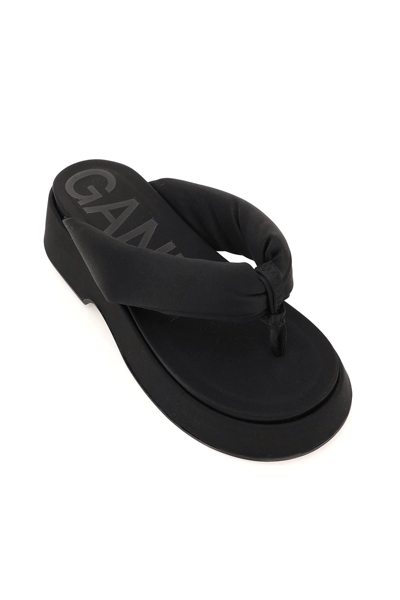 Shop Ganni Retro Retro Thong Flatform In Black